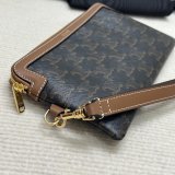 Top Long Pouch with Strap in Triomphe Canvas and Calfskin