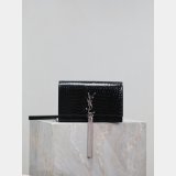 Luxury YSL KATE TASSEL Croco Vein Handbag