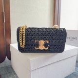 Celine Plein Soleil IN RAFFIA EFFECT TEXTILE SHOULDER BAG