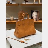 Hermes birkin 25cm calf Leather ostrich Vein bag