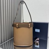 Prada Buckle leather bucket bag with belt 1BE085