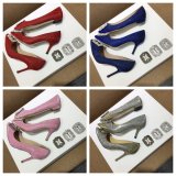 TOP Manolo Blahnik HANGISI GLITTER Fabric Jewel Buckle Pumps