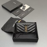 Saint Laurent CASSANDRE MATELASSE FRAGMENTS CARD CASE IN GRAIN LEATHER