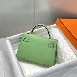 Best Hermes Mini Kelly Handbag Epsom leather Avocado Green