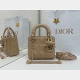 Dior Or Mini Lady Dior Bag with Chain