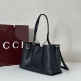 Gucci GG Emblem Medium Tote Shoulder 815214 Black Bag