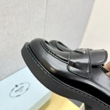 Black Brushed Leather Loafers
