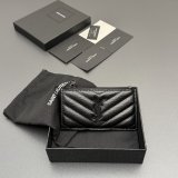 Saint Laurent CASSANDRE MATELASSE FRAGMENTS CARD CASE IN GRAIN LEATHER