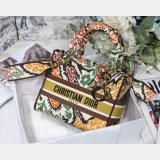 Lady Knockoff Dior 24cm Yellow Multicolor Christian Paisley Embroidery