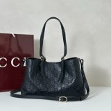 Gucci GG Emblem Medium Tote Shoulder 815214 Black Bag