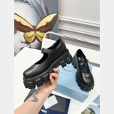 Prada Monolith Mary Janes in Brushed Leather