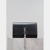 Luxury YSL KATE TASSEL Croco Vein Handbag