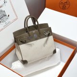 TOP Hermes Birkin handmade Stiching Handbags Swift Leather 25CM