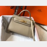 Hermes Mini Kelly Replica Handbags Pigeon Grey