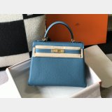 Hermes Kelly 32cm Togo leather Denim Blue