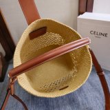 MEDIUM LOUISE BUCKET IN RAFFIA AND CALFSKIN