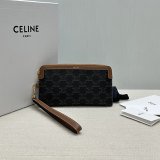 Top Long Pouch with Strap in Triomphe Canvas and Calfskin