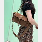 Prada Explorer Medium Suede Shoulder Bag