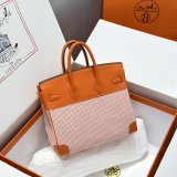 TOP Hermes Birkin handmade Stiching Handbags Swift Leather 25CM