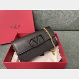Valentino Garavani V Logo Signature Grained Calfskin Clutch