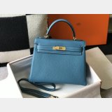 Hermes Kelly 32cm Togo leather Denim Blue