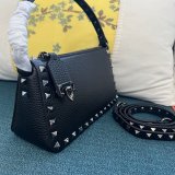 Small Rockstud Grainy Calfskin Crossbody Bag