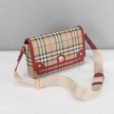Burberry Beige Red Top Handle Note Bag