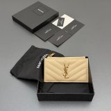 Saint Laurent CASSANDRE MATELASSE FRAGMENTS CARD CASE IN GRAIN LEATHER