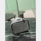 Mini crystal-studded satin bag