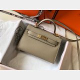 Hermes Mini Kelly Replica Handbags Pigeon Grey