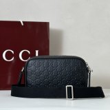 Gucci AAA+ 1:1 850242 Black GG Emblem Small Crossbody Mens Bag