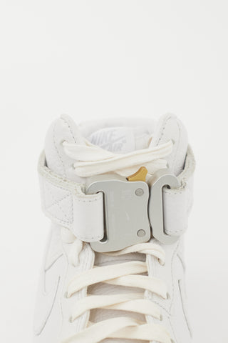 1018 ALYX 9SM X Nike White Air Force 1 High Sneaker