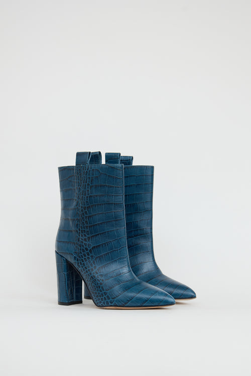 Paris Texas Blue Embossed Leather Boot