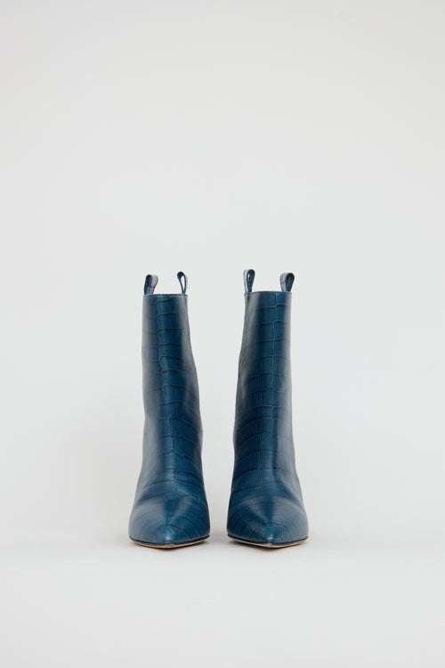 Paris Texas Blue Embossed Leather Boot