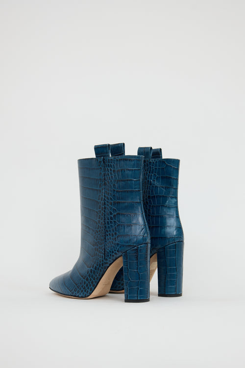 Paris Texas Blue Embossed Leather Boot