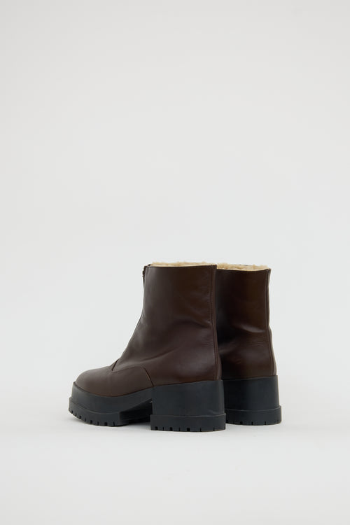 Robert Clergerie Burgundy Leather Wyllo Shearling Boot