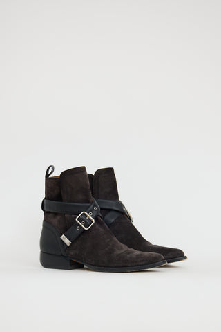 Chloé Grey 
Black Suede Buckle Boot