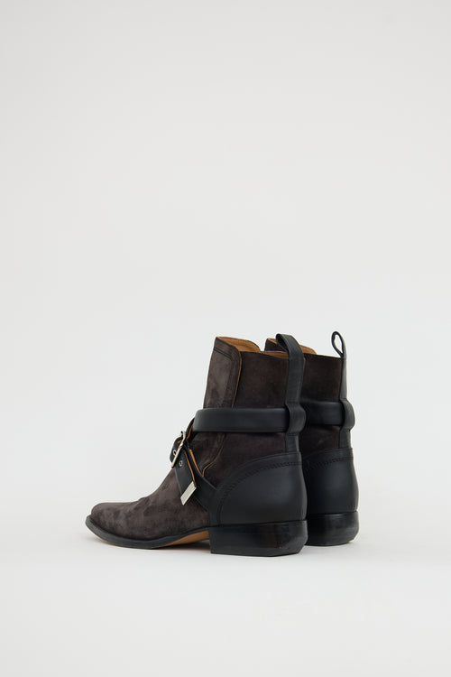 Chloé Grey 
Black Suede Buckle Boot