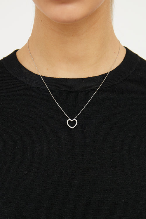 Fine Jewelry 14K White Gold Open Heart Pendant Necklace