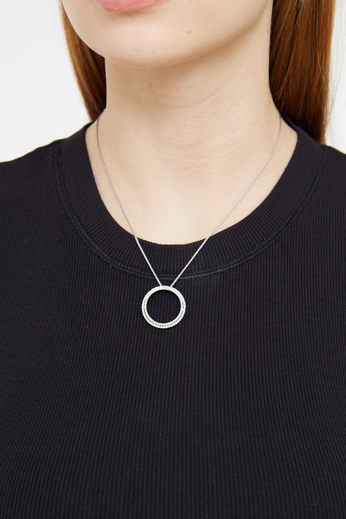 Fine Jewelry 18K White Gold Open Circle Pendant Necklace