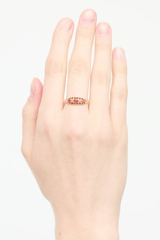 Fine Jewelry 18K Yellow Gold Diamond Ruby Ring