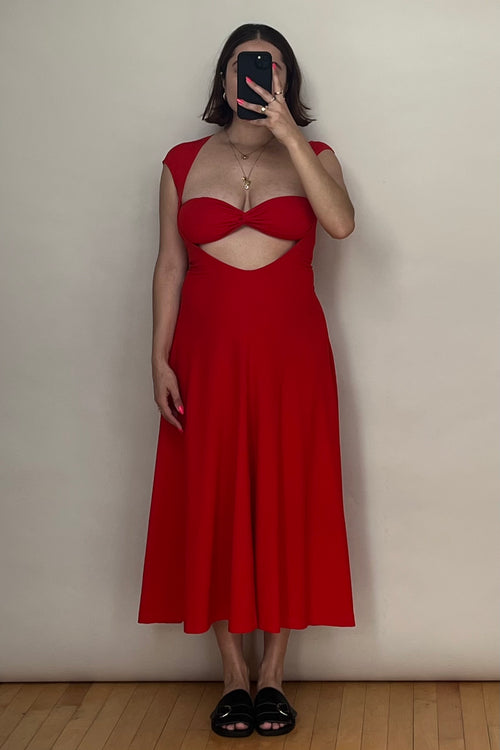 Red Baes Cap Sleeve Dress