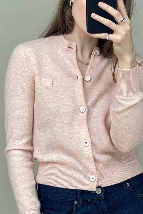 Pink Wool Face Logo Cardigan