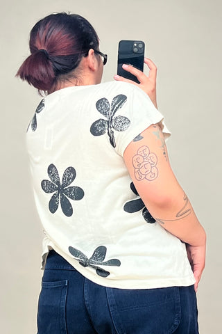 White 
Black Floral T-Shirt