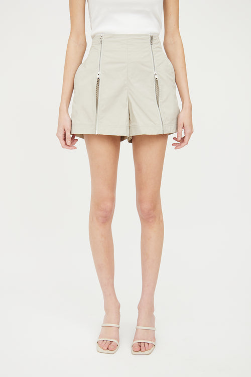 Helmut Lang Beige Zip Front Shorts