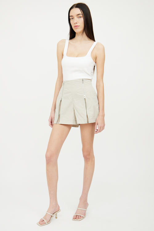 Helmut Lang Beige Zip Front Shorts