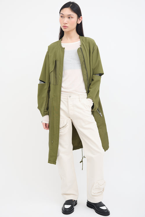 3.1 Phillip Lim Green Canvas 
Black Mesh Coat