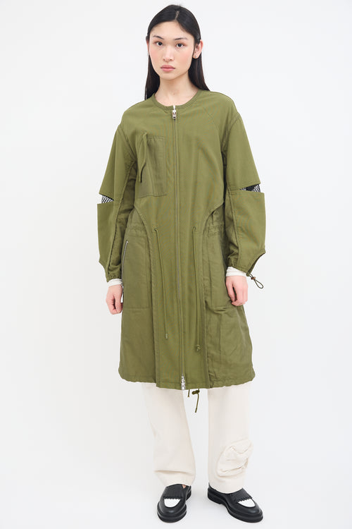 3.1 Phillip Lim Green Canvas 
Black Mesh Coat