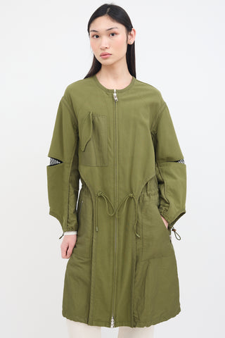 3.1 Phillip Lim Green Canvas 
Black Mesh Coat