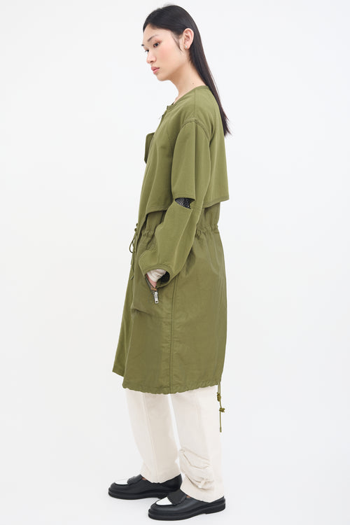 3.1 Phillip Lim Green Canvas 
Black Mesh Coat